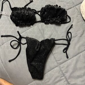 black sparkly bikini set